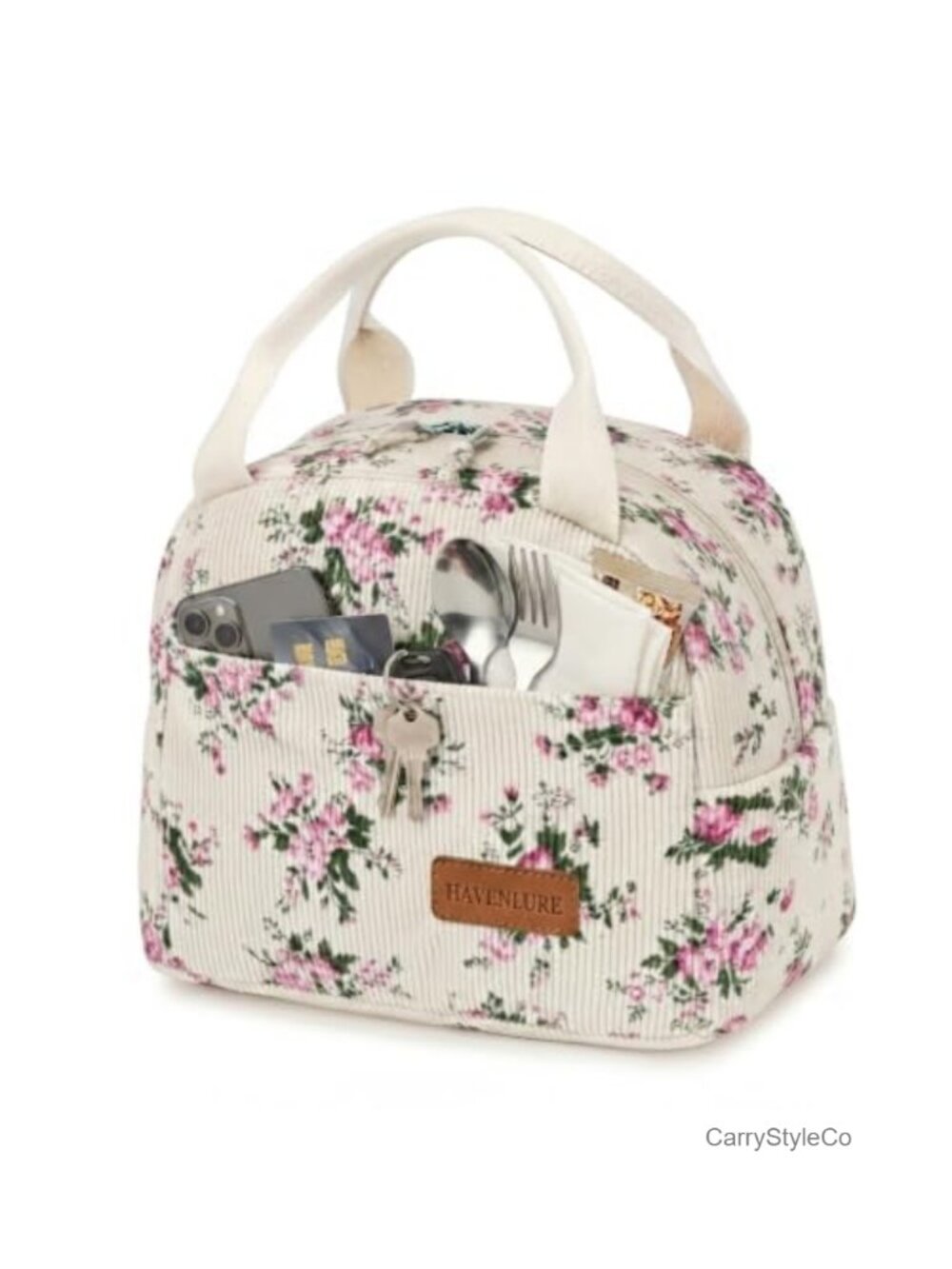 Corduroy Insulated Lunch Tote Leakproof Large Food Bag